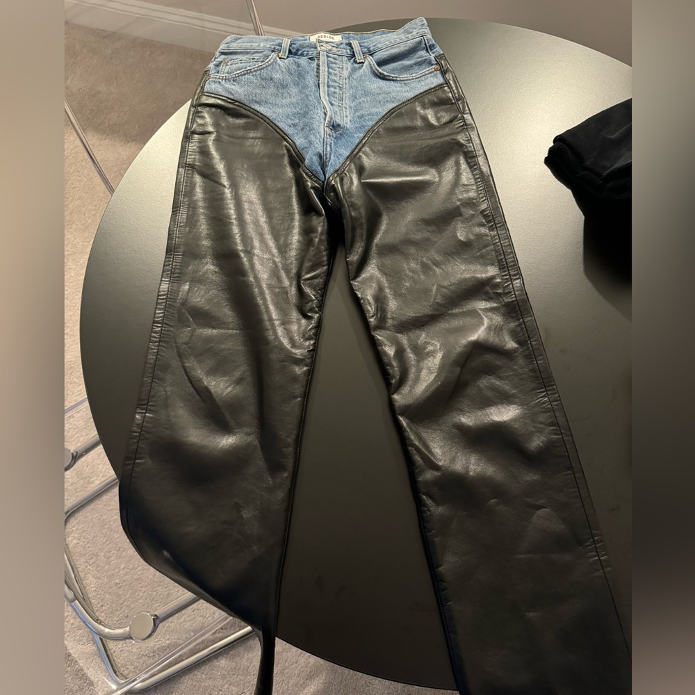 Agolde recycled leather and denim pant